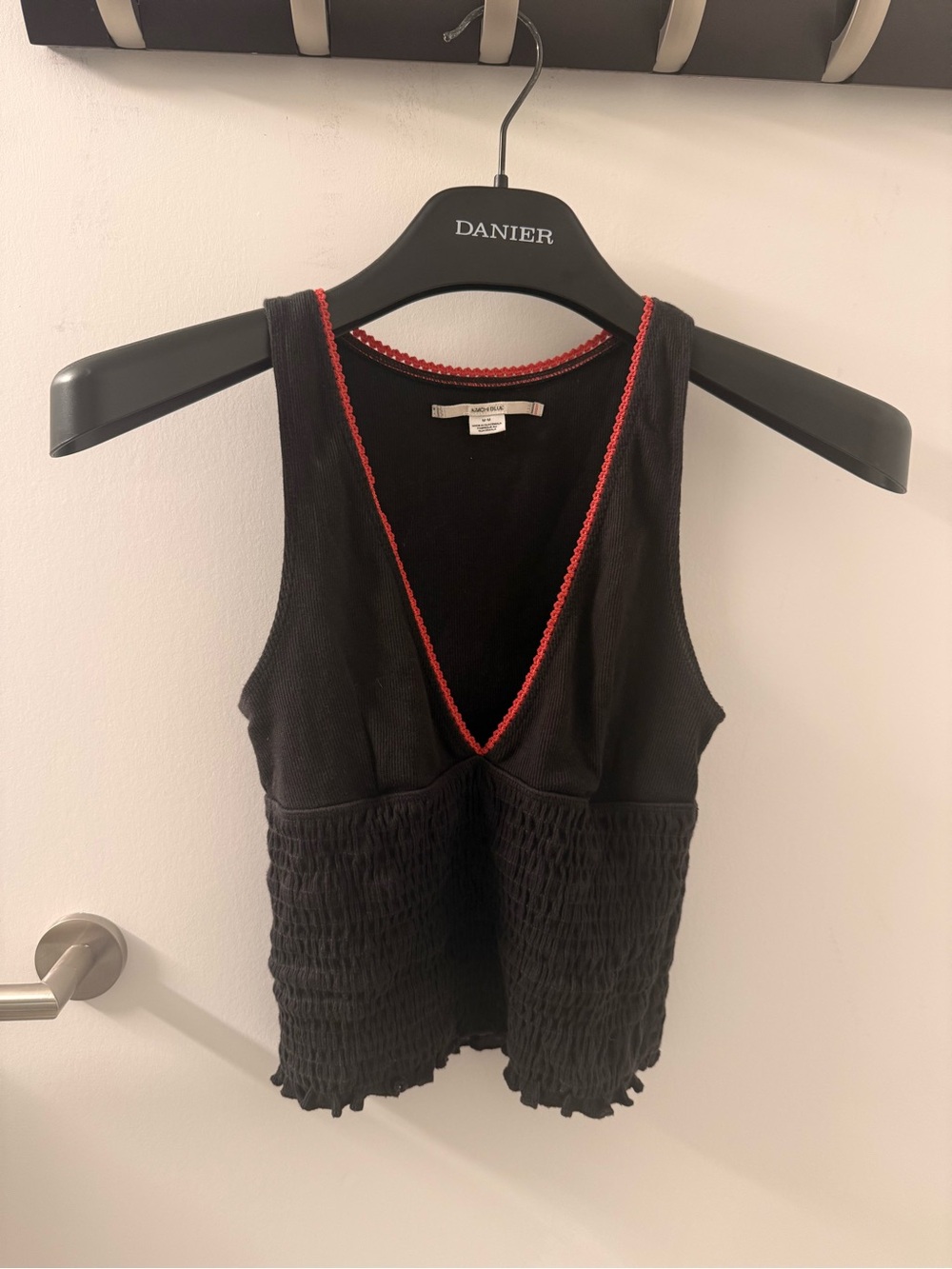 Kimchi Blue urban outfitters Black Tank with Red Trim V-Neck